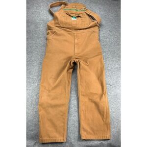 Liberty Bib Overalls Mens 38x30 Brown Canvas Utility Pockets Workwear Carpenter
